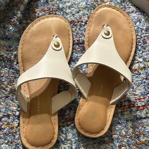 ANTONIO MELANI Cream and Tan Leather Sandals